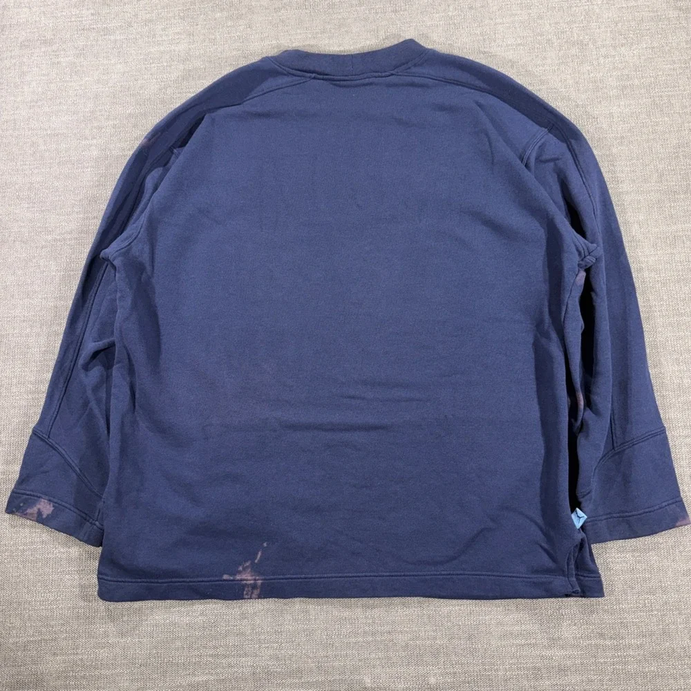 Jordan Sweatshirt Mens Large Navy Blue Fair Bleach Stained Jumpman Logo Crewneck